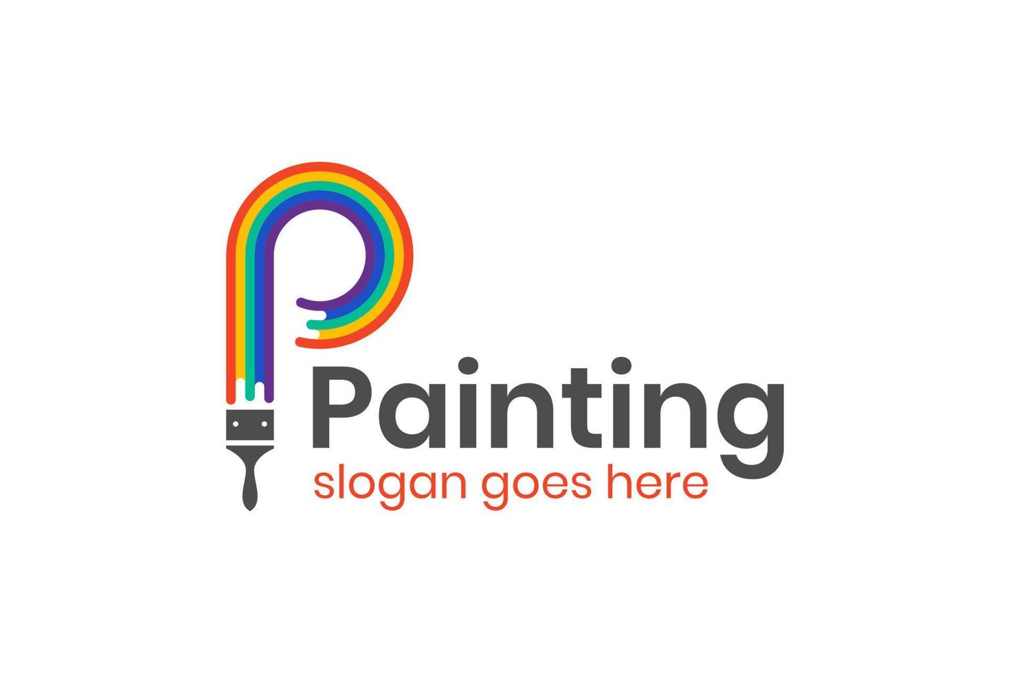 painting color splash logo design. with letter P Brush colorful paint stroke logo template. Abstract paint for Paint shop logo, Art shop, Print service logotype vector