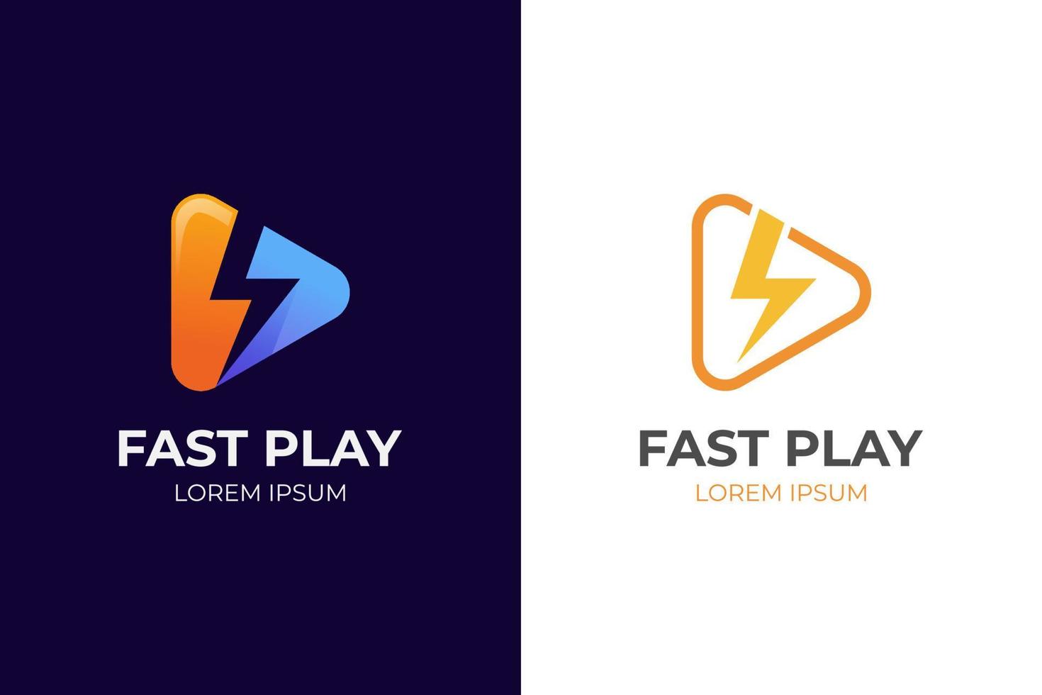 Play Electric Icon Logo Design Element. Thunderbolt in Play Icon Logo Vector. power media logo icon symbol vector