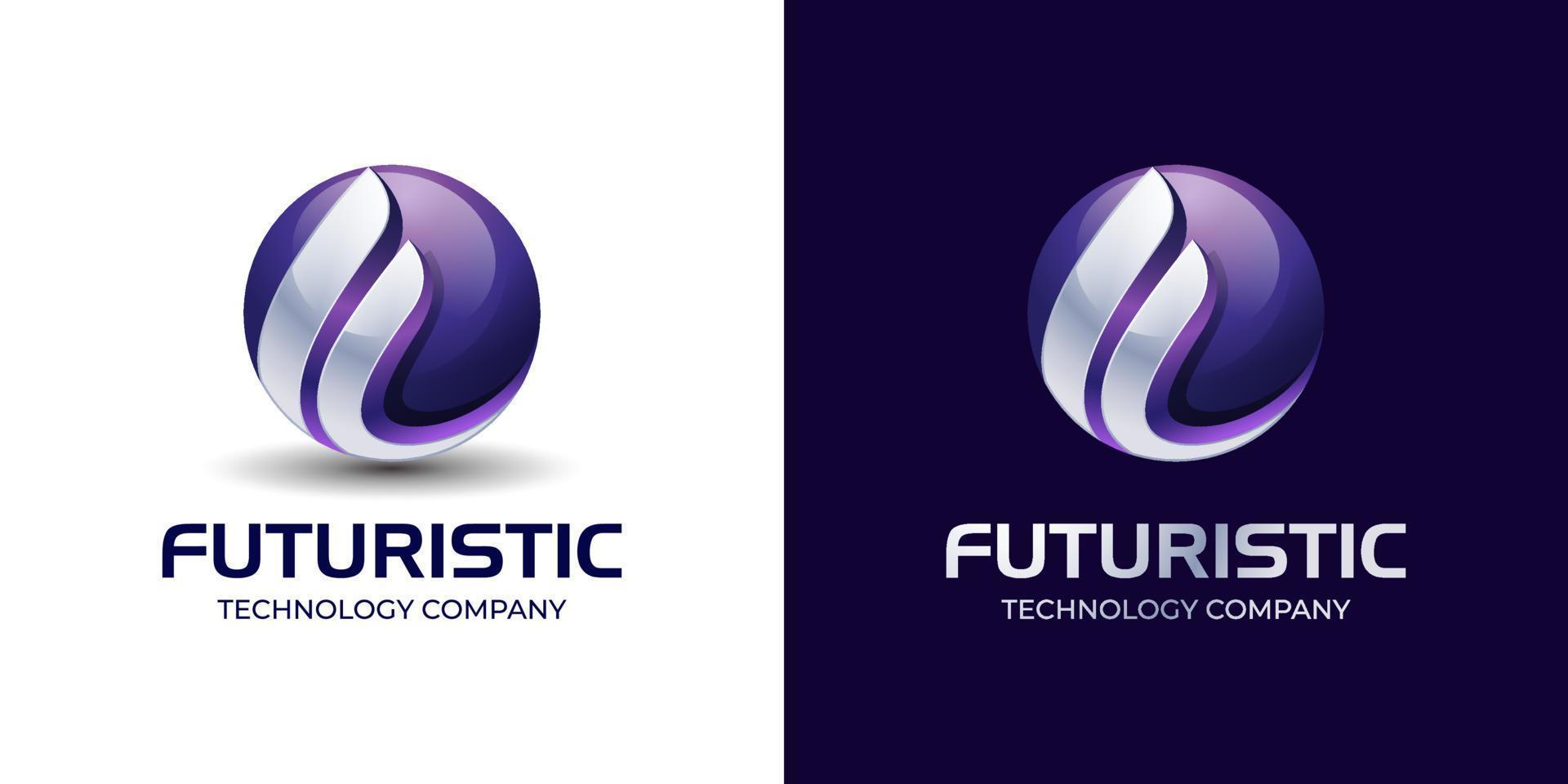 Initial letter F technology logo design. futuristic brand logo with globe shape design concept. Letter F 3d design circle logo template for business and corporate identity vector