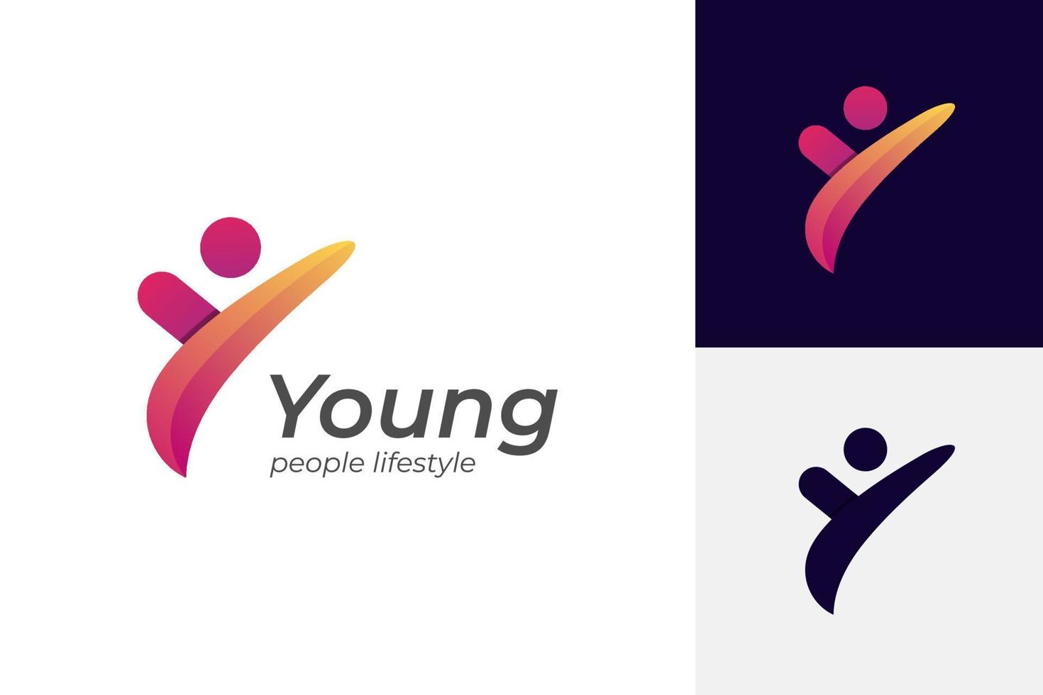 initial letter y people logo design. abstract young people lifestyle with happy logo symbol icon design for healthy life design element vector
