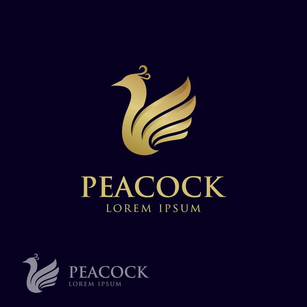 animal golden peacock vector logo illustration, nature beauty bird logos