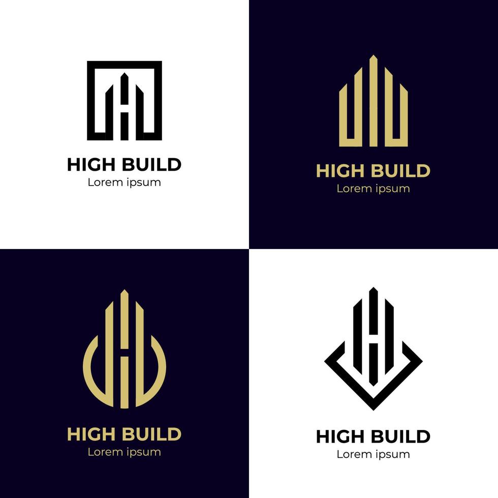 collection of elegant building logo designs. Building city logo with line art style. Building Real Estate and Construction logos vector