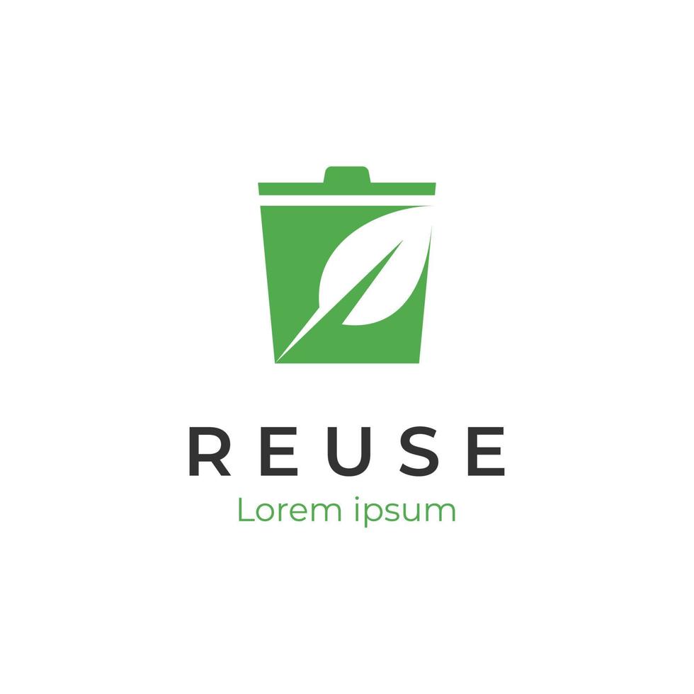 reciclar el diseño del logo de la basura para su reutilización, medio ambiente. papelera de reciclaje hoja orgánica logotipo icono vector