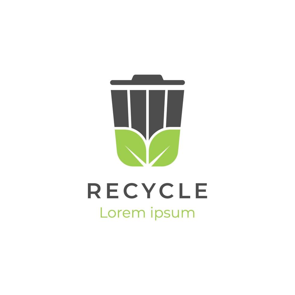 reciclar el diseño del logo de la basura para su reutilización, medio ambiente. papelera de reciclaje hoja orgánica logotipo icono vector