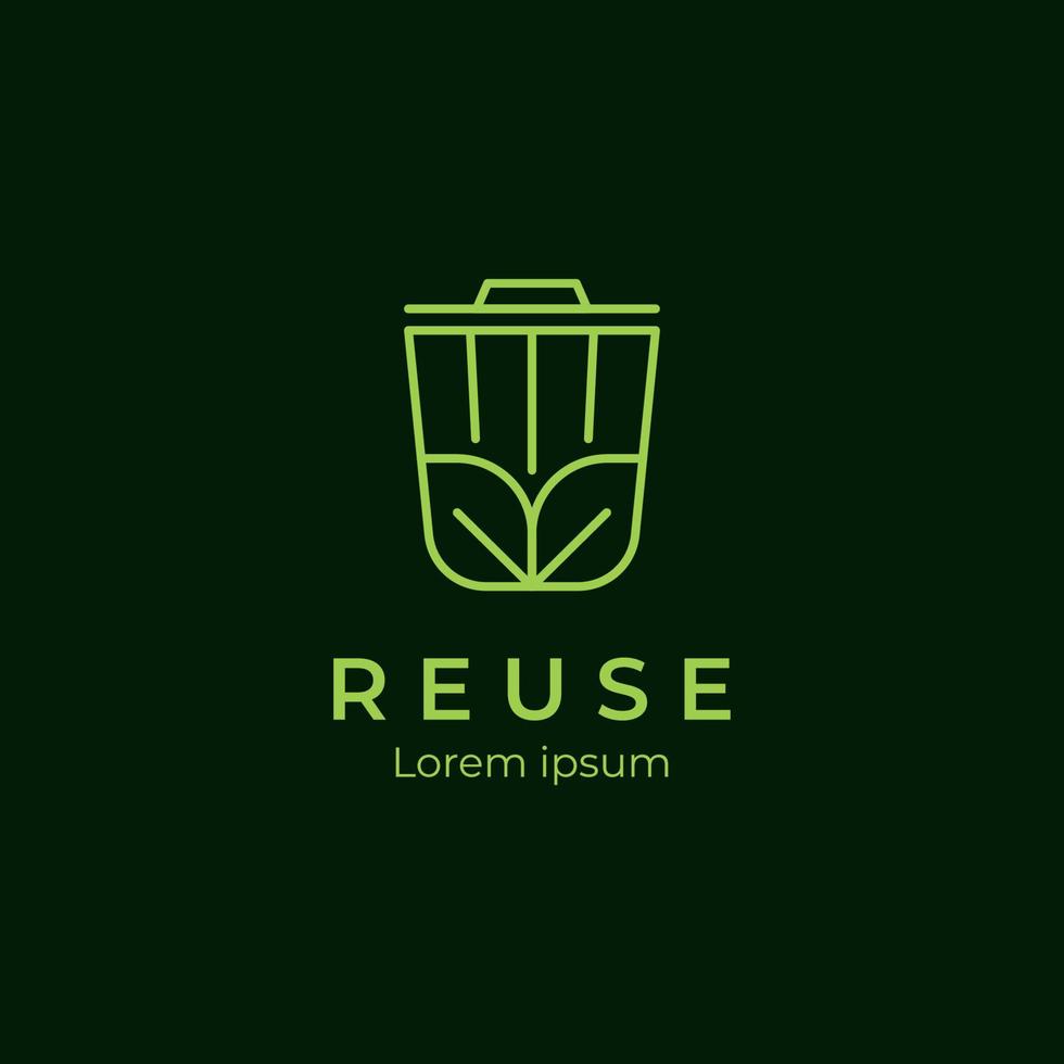 recycle trash logo design for reuse, environment. Recycle bin leaf organic logo icon organic vector