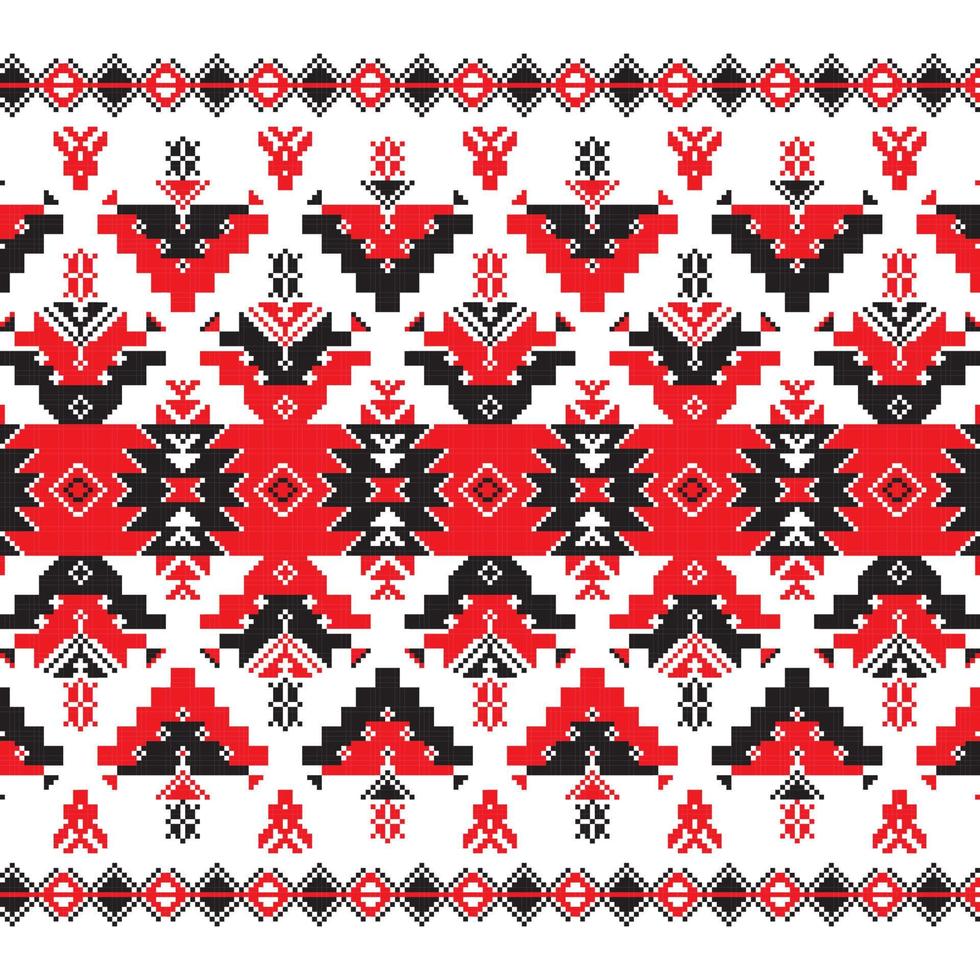 Set of Ethnic ornament pattern in red and black colors vector