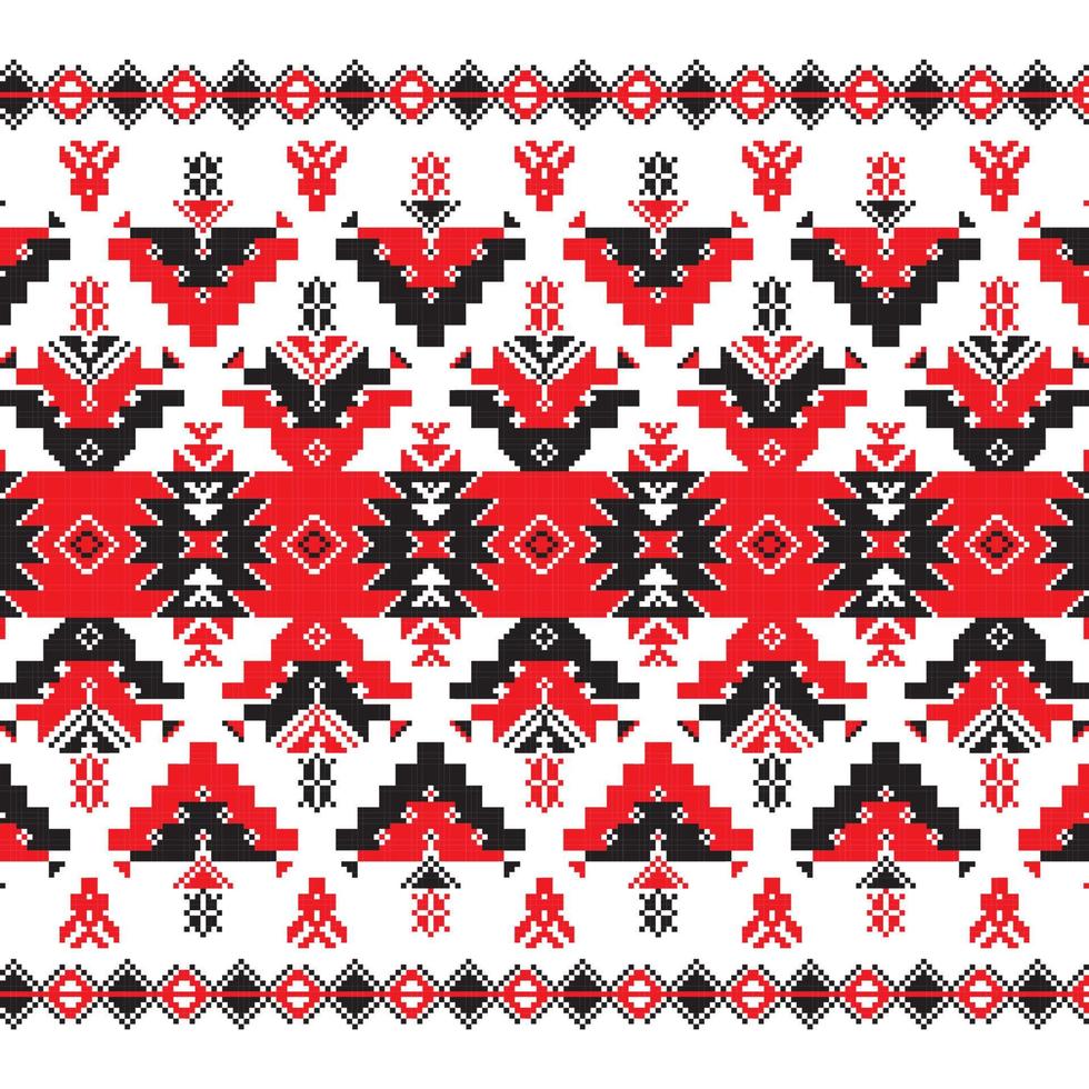 conjunto de patrón de ornamento étnico en colores rojo y negro vector