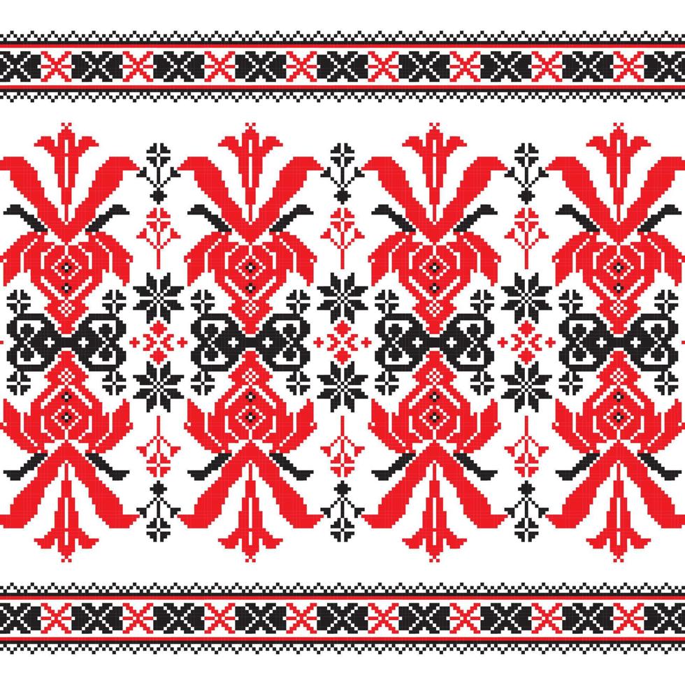 Set of Ethnic ornament pattern in red and black colors vector