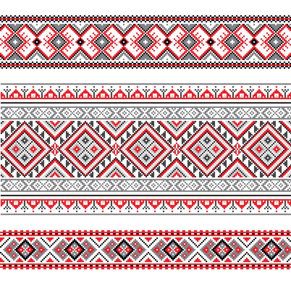 Set of Ethnic ornament pattern in different colors vector