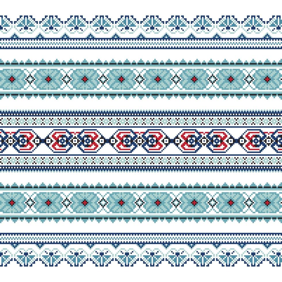 Set of Ethnic ornament pattern in blue colors vector
