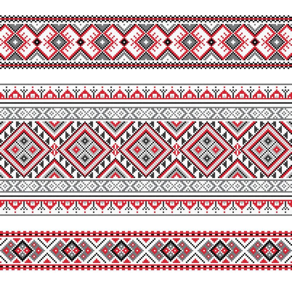 Set of Ethnic ornament pattern in polygonal style vector