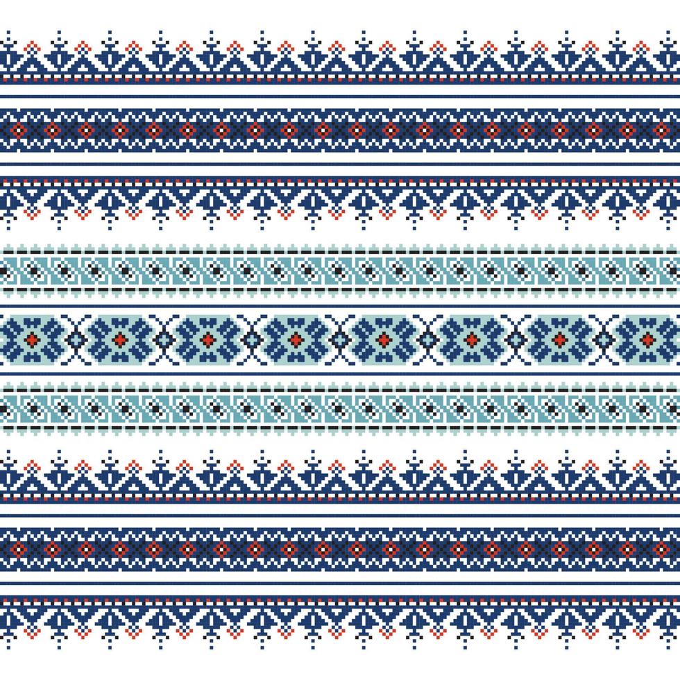 conjunto de patrón de ornamento étnico en colores azules vector