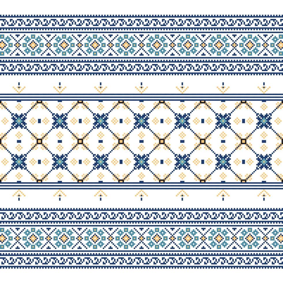 Set of Ethnic ornament pattern in blue colors vector