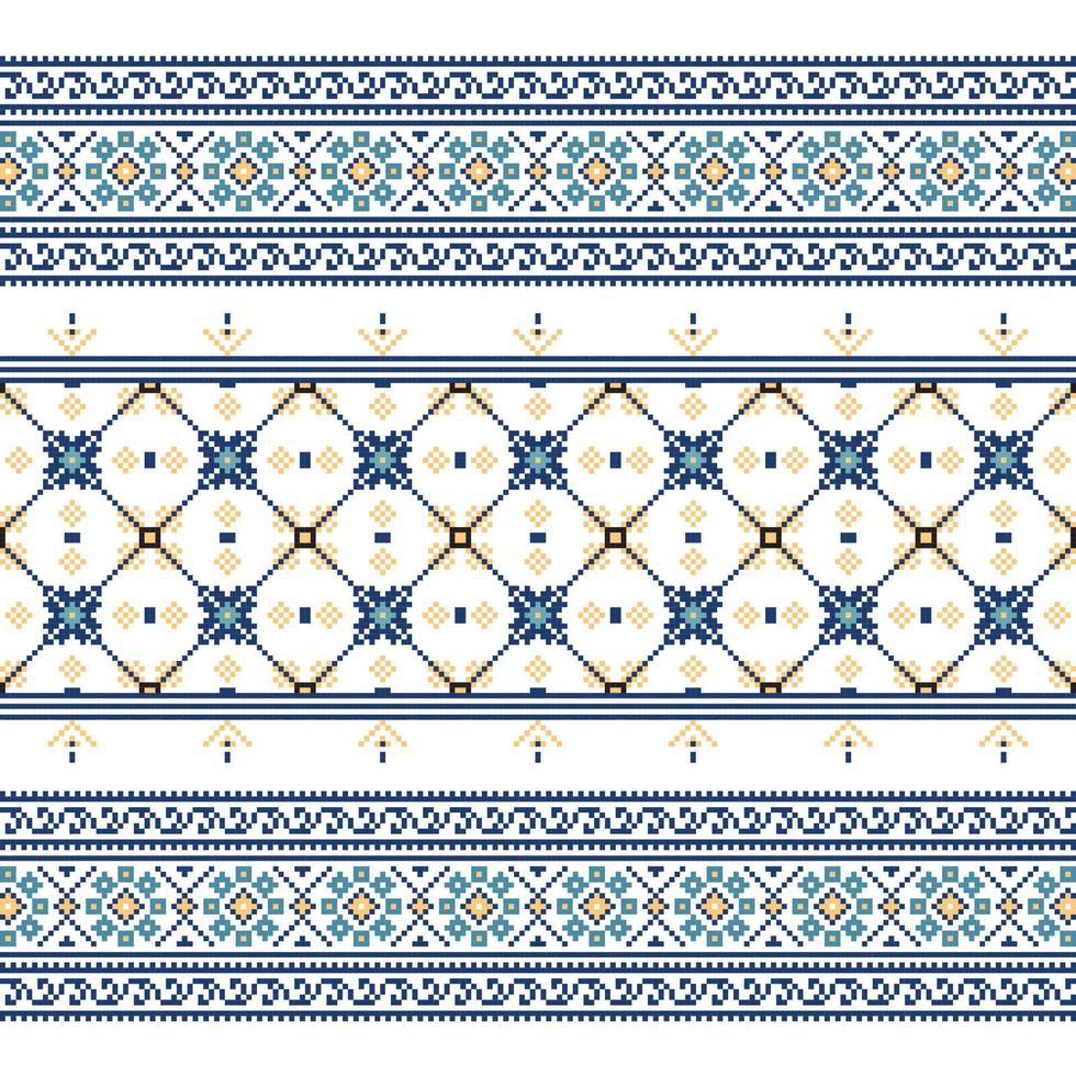 Set of Ethnic ornament pattern in blue colors vector