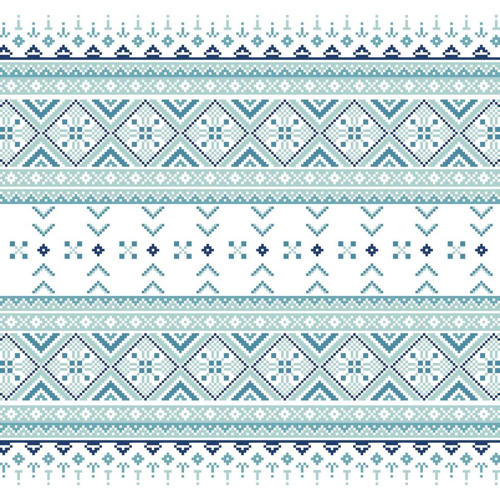 Set of Ethnic ornament pattern in blue colors vector