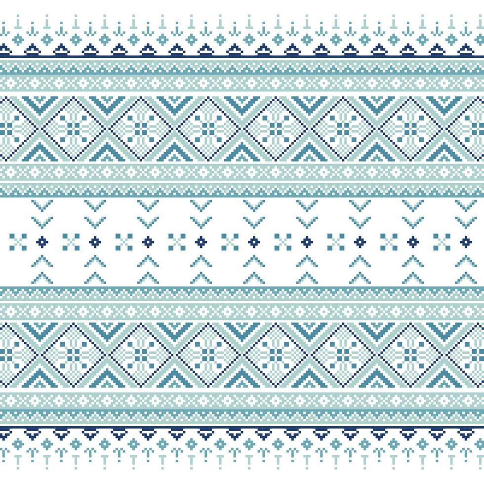 conjunto de patrón de ornamento étnico en colores azules vector