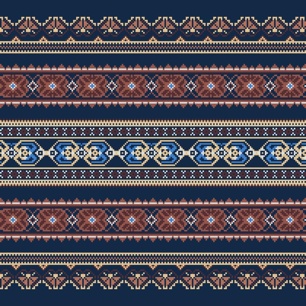 Ethnic ornamental background in blue and brown colors vector