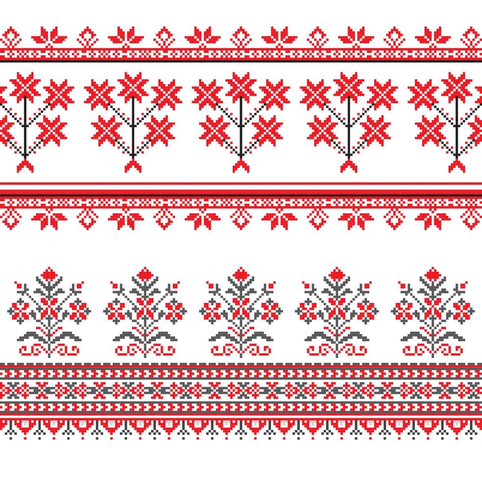 Set of Ethnic ornament pattern in different colors vector
