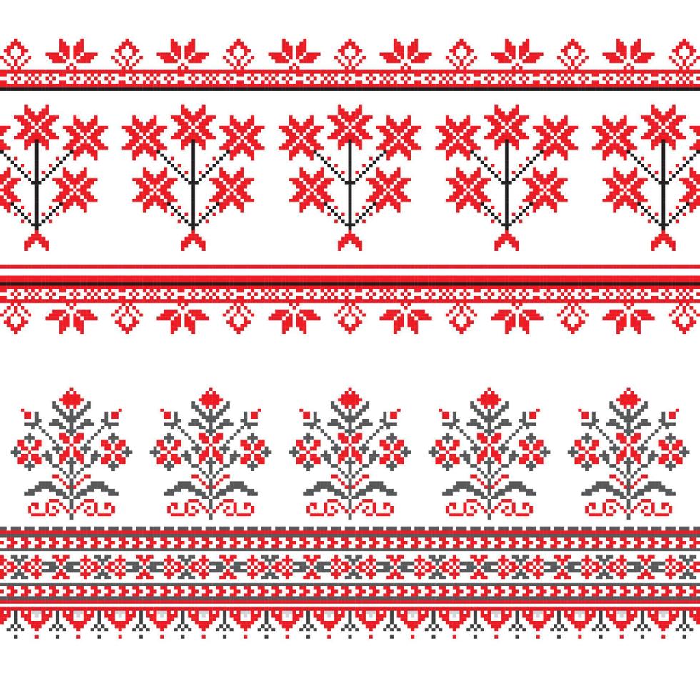 Set of Ethnic ornament pattern in different colors vector