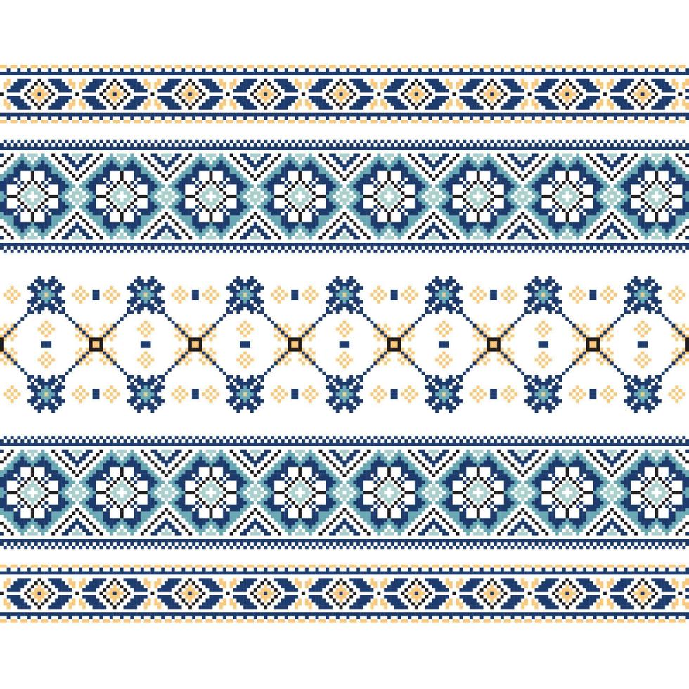 conjunto de patrón de ornamento étnico en colores azules vector