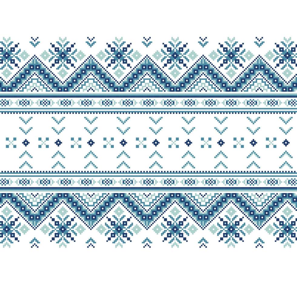 Set of Ethnic ornament pattern in blue colors vector