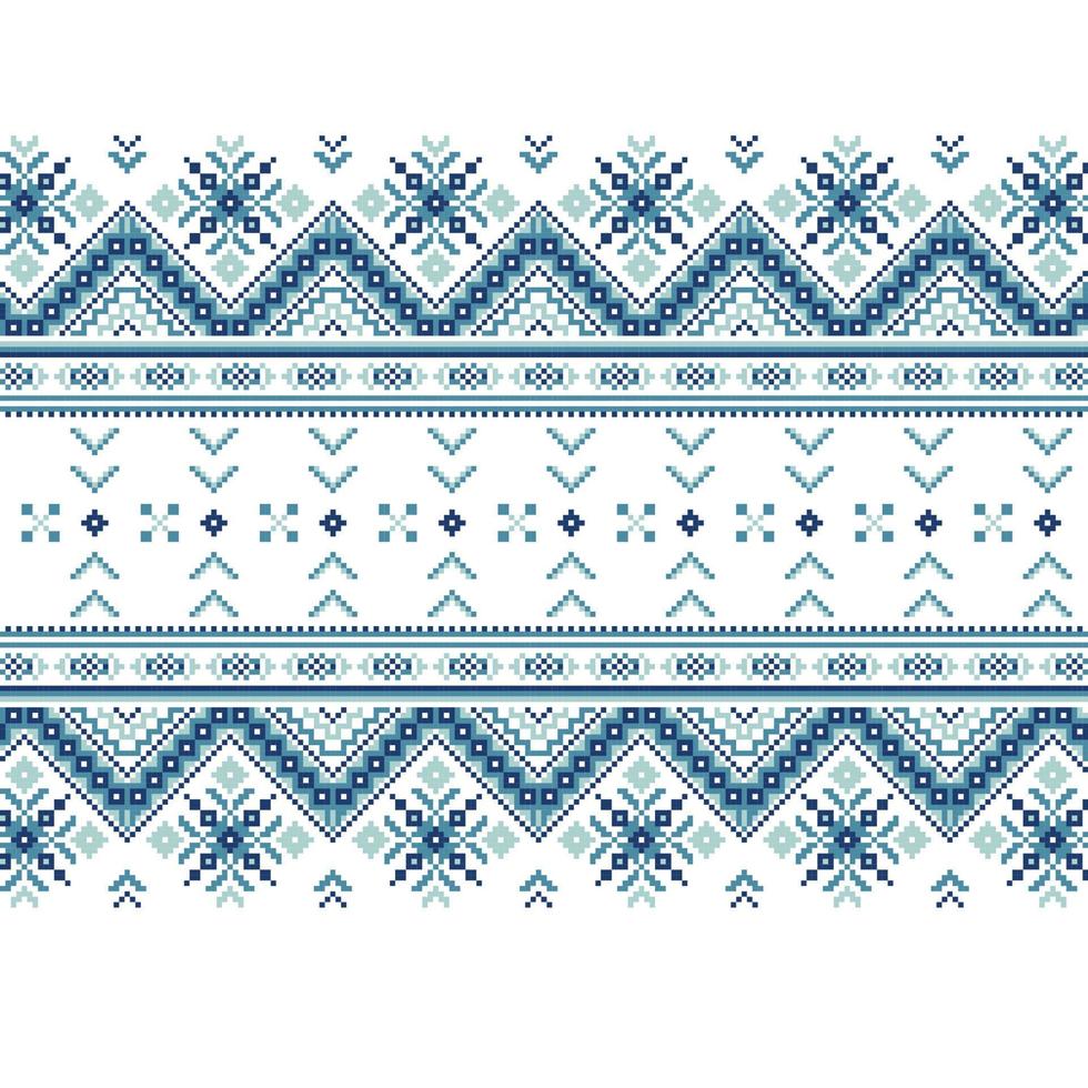 conjunto de patrón de ornamento étnico en colores azules vector