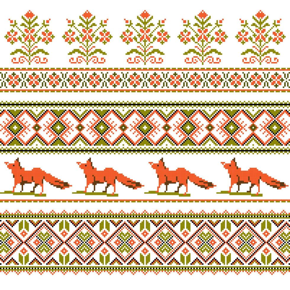 Set of Ethnic holiday ornament pattern in different colors vector
