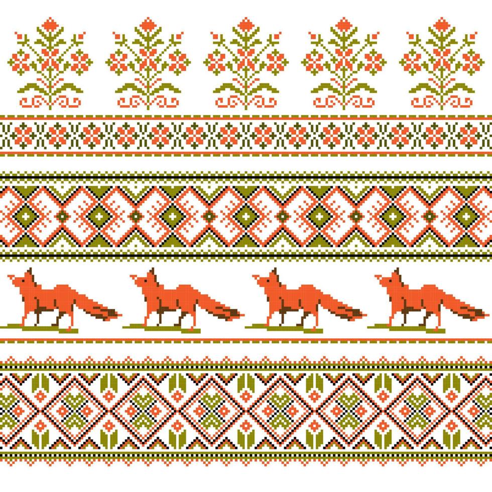 Set of Ethnic holiday ornament pattern in different colors vector