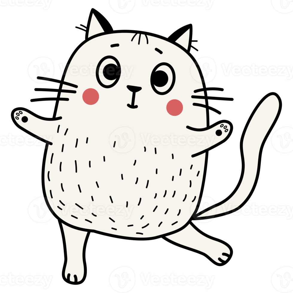 Funny stickers with dancing happy cat png