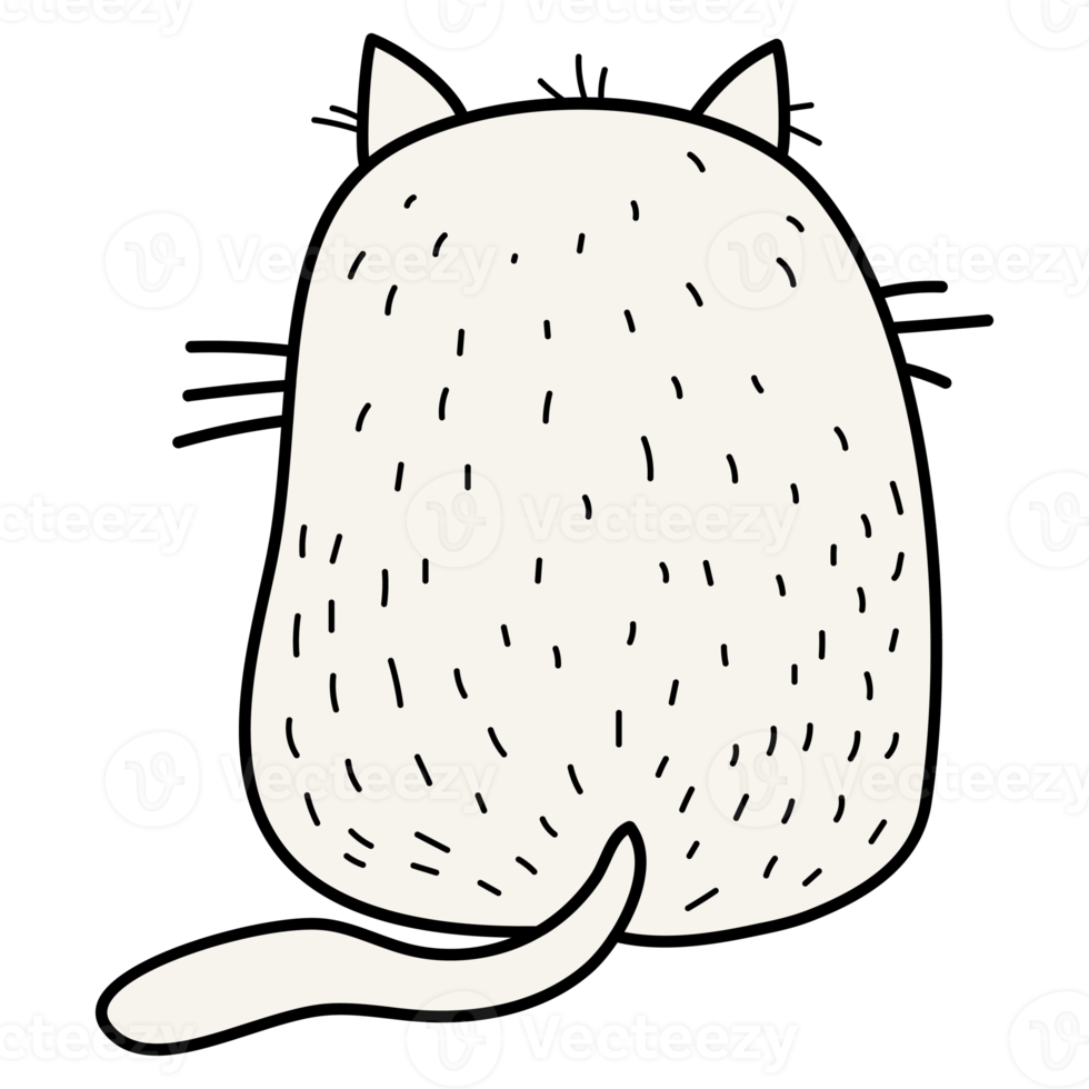 Sticker of an offended cat sitting with his back png