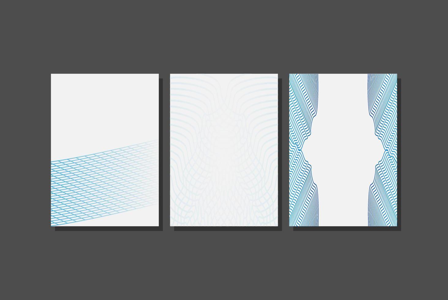 Modern cover design set. Blue abstract line pattern. Premium blue wavy stripe vector template for business page background, certificate, brochure, notebook