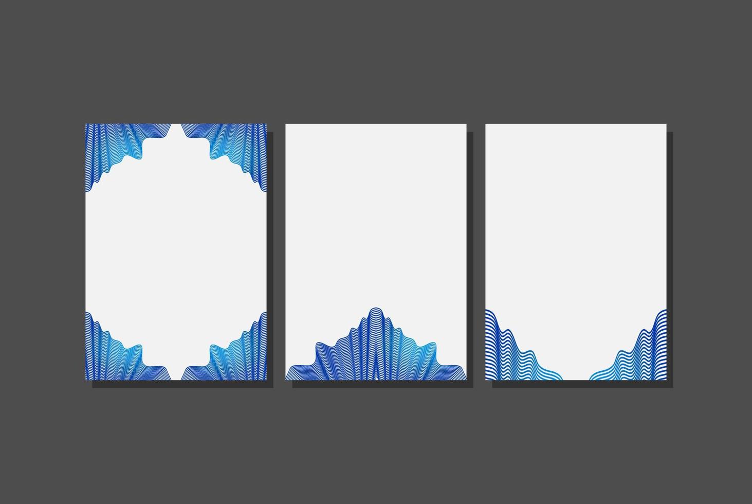 conjunto de diseño de portada moderno. patrón de línea abstracta azul. plantilla de vector de banda ondulada azul premium para fondo de página comercial, certificado, folleto, cuaderno