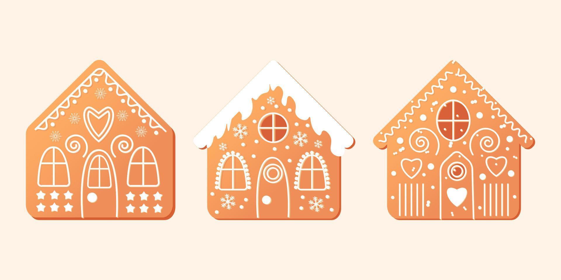 Casa de pan de jengibre de Navidad tradicional vector realista adornado. ilustración vectorial eps10