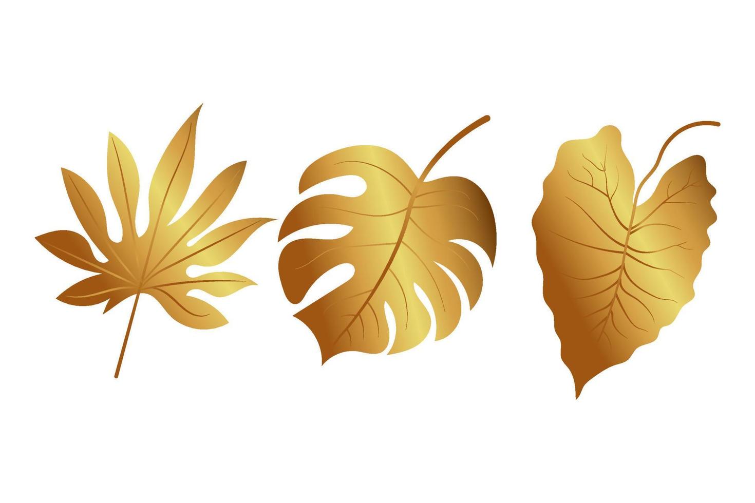 Gold gradient leaves vector