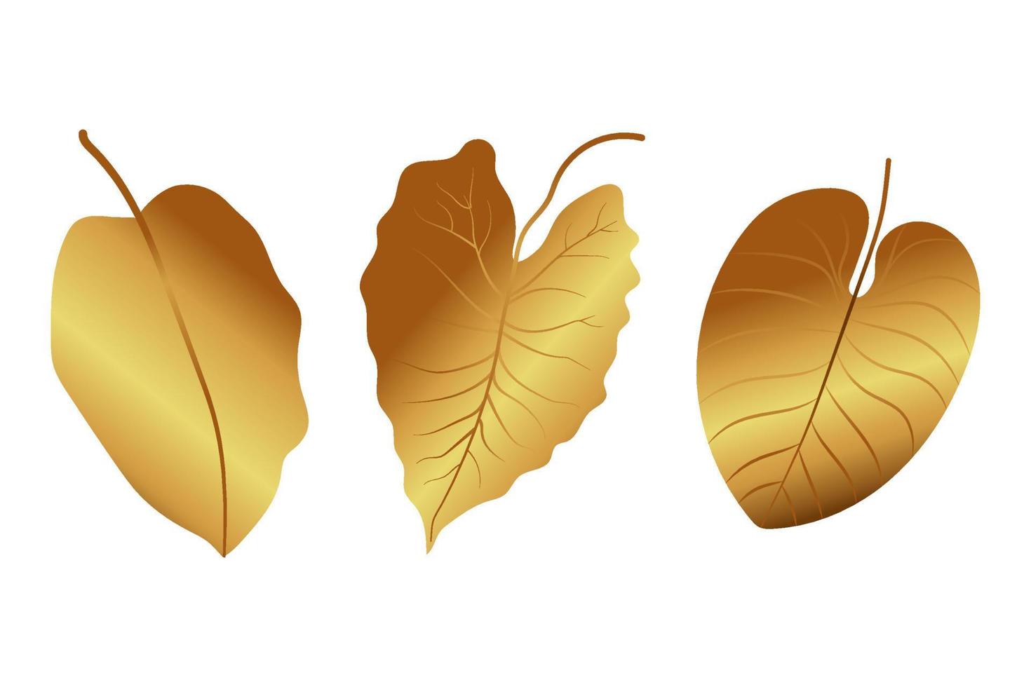 Gold gradient leaves vector