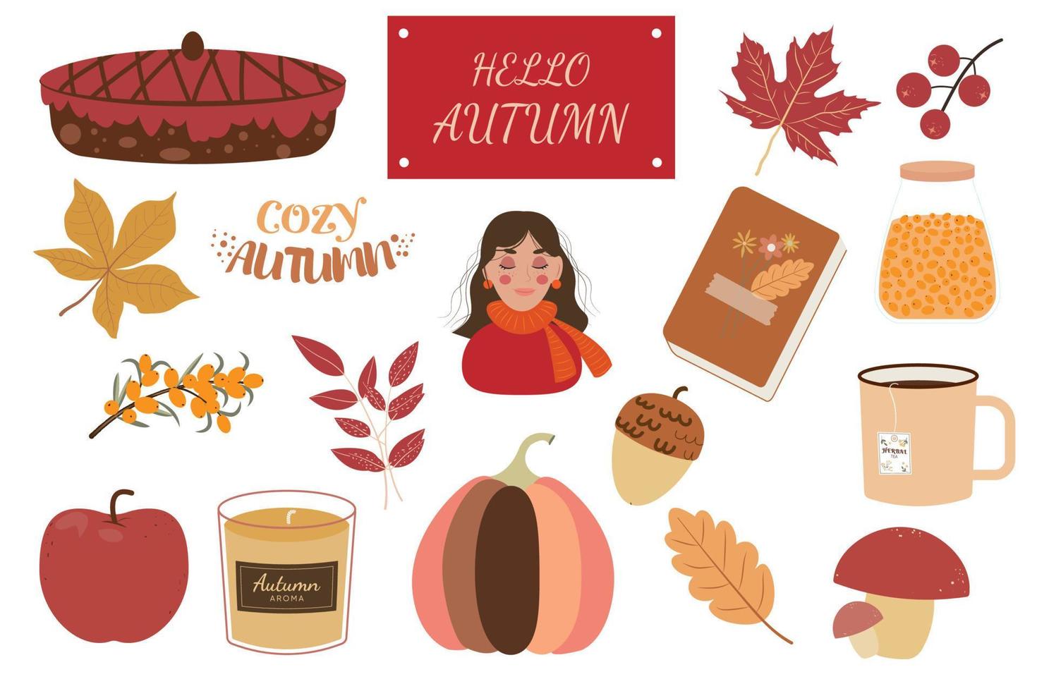 Cozy autumn brown red vector