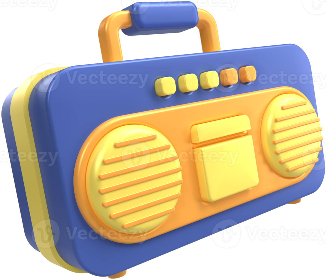 radio retro de renderizado 3d png