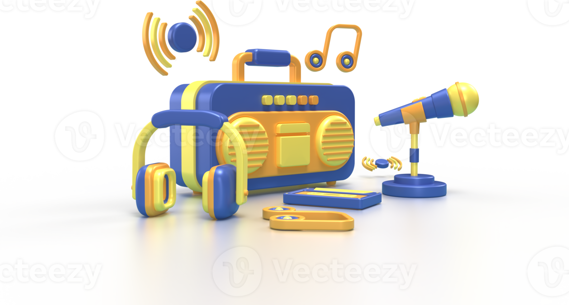 3d render illustrations of object and icon for music event, podcast, broadcast, similar event. With a simple and modern style and fun colors. png