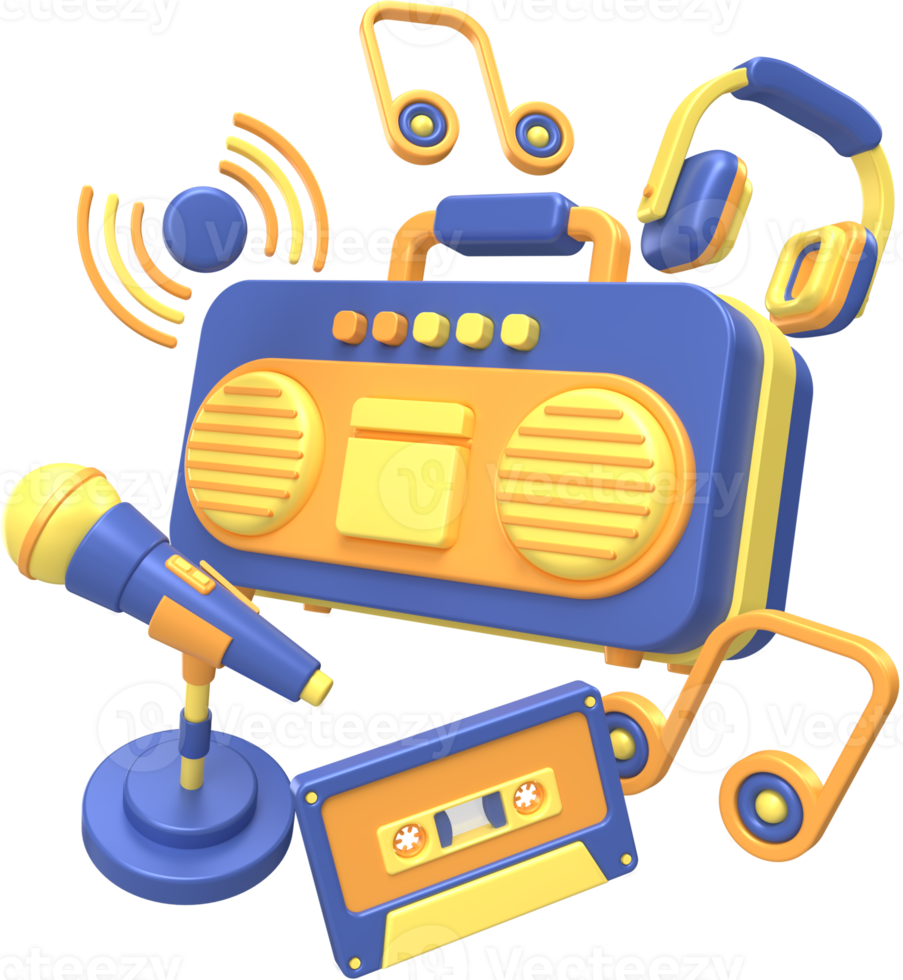 3d render illustrations of object and icon for music event, podcast, broadcast, similar event. With a simple and modern style and fun colors. png