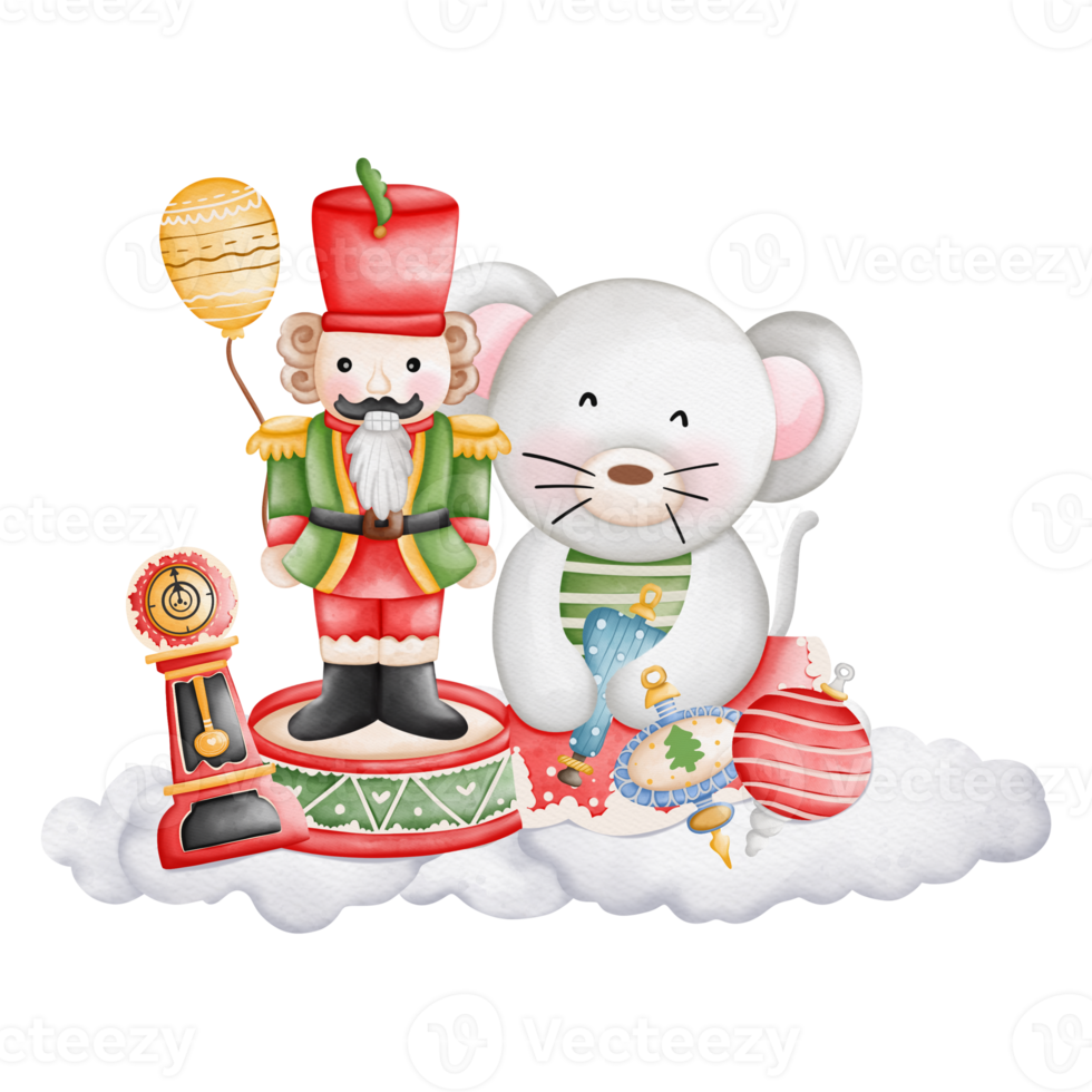 watercolor cute rat circus, animal circus, Christmas Nutcracker png
