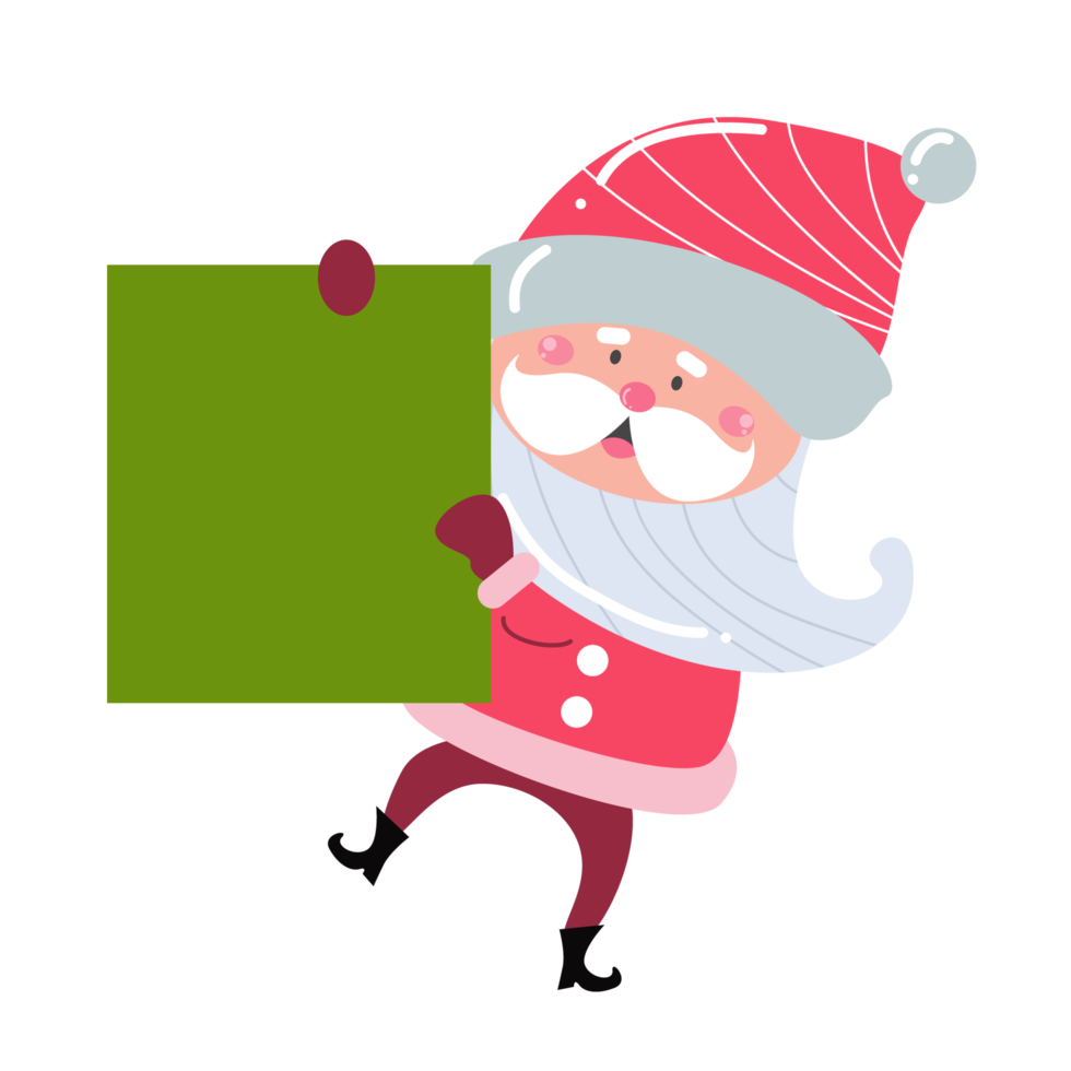 Cute Santa Claus cartoon character on transparent background perfect for Christmas cards png