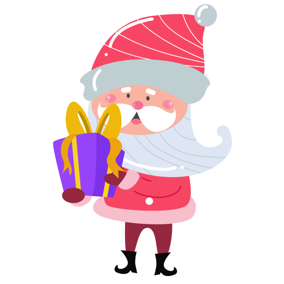 Cute Santa Claus cartoon character on transparent background perfect for Christmas cards png