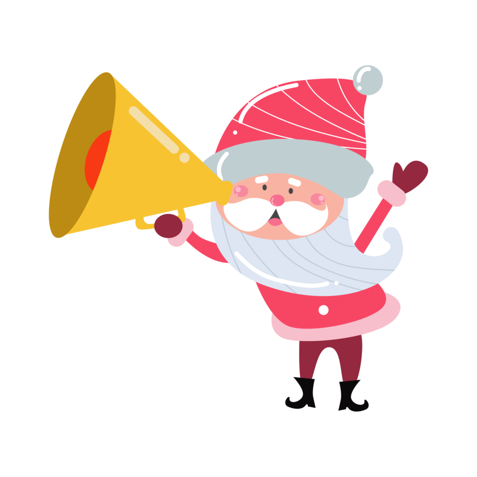 Cute Santa Claus cartoon character on transparent background perfect for Christmas cards png