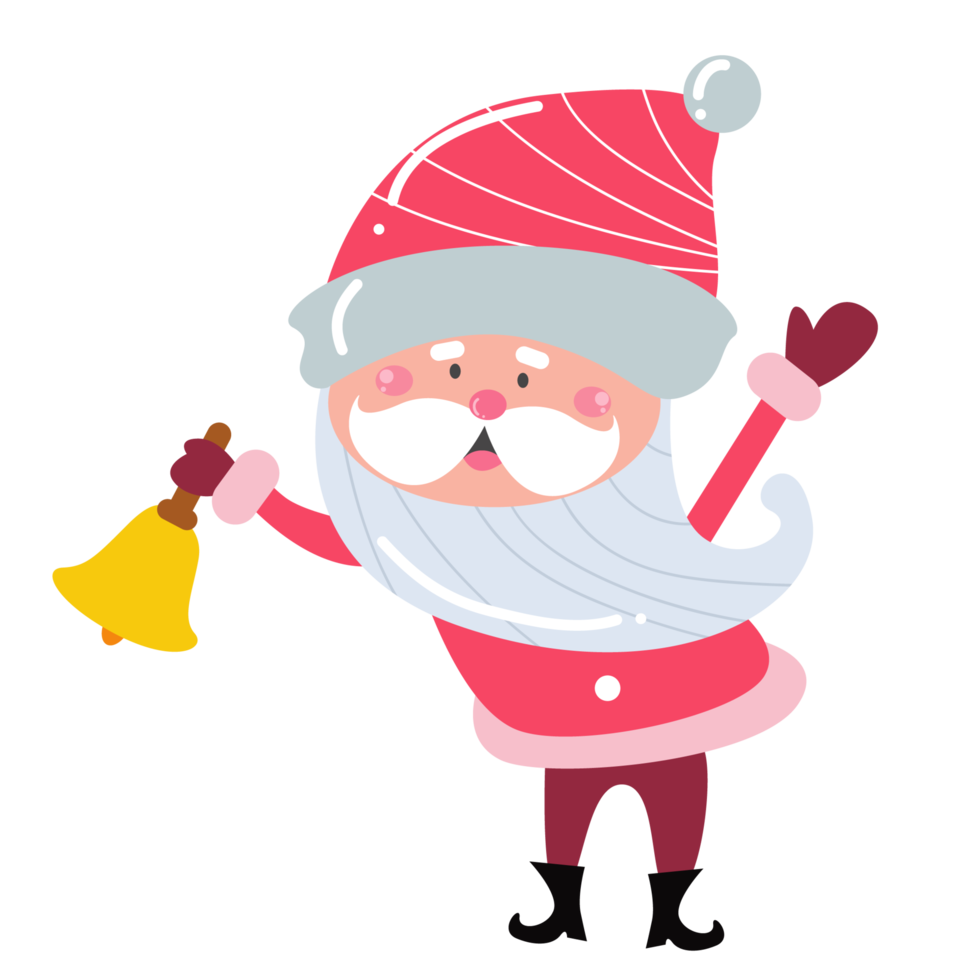 Cute Santa Claus cartoon character on transparent background perfect for Christmas cards png