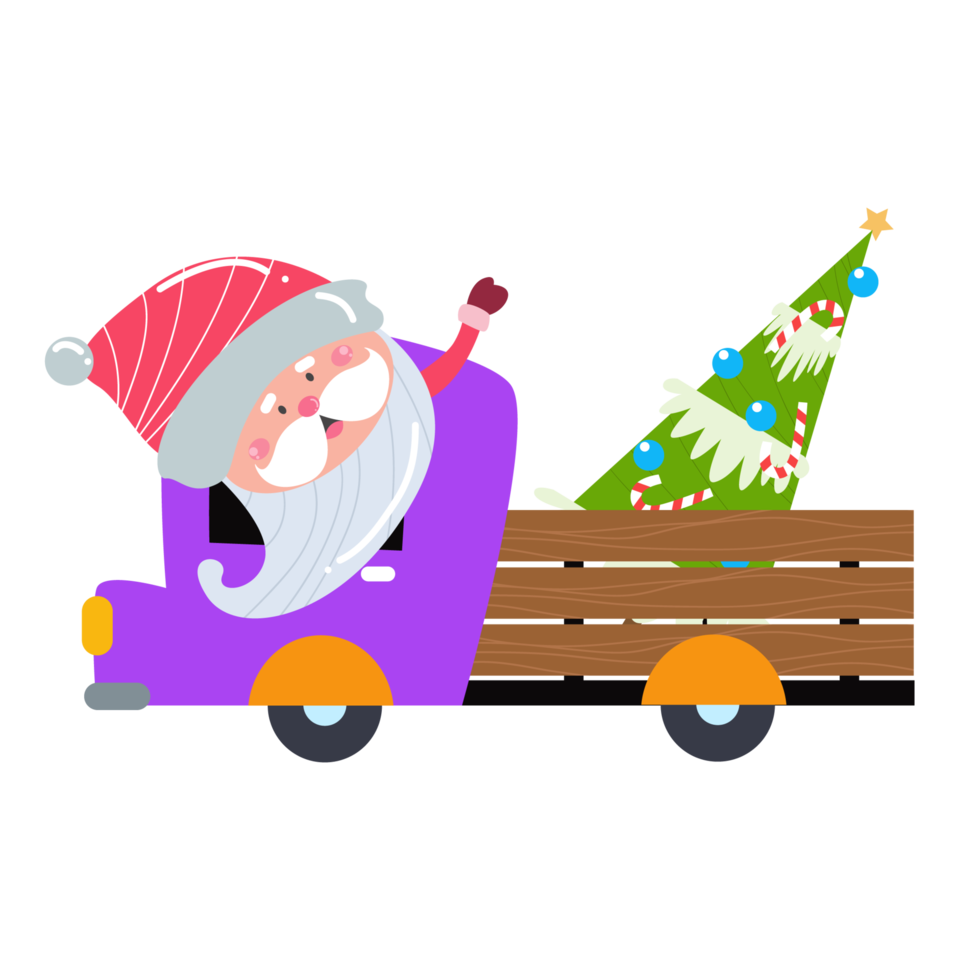 Cute Santa Claus cartoon character on transparent background perfect for Christmas cards png