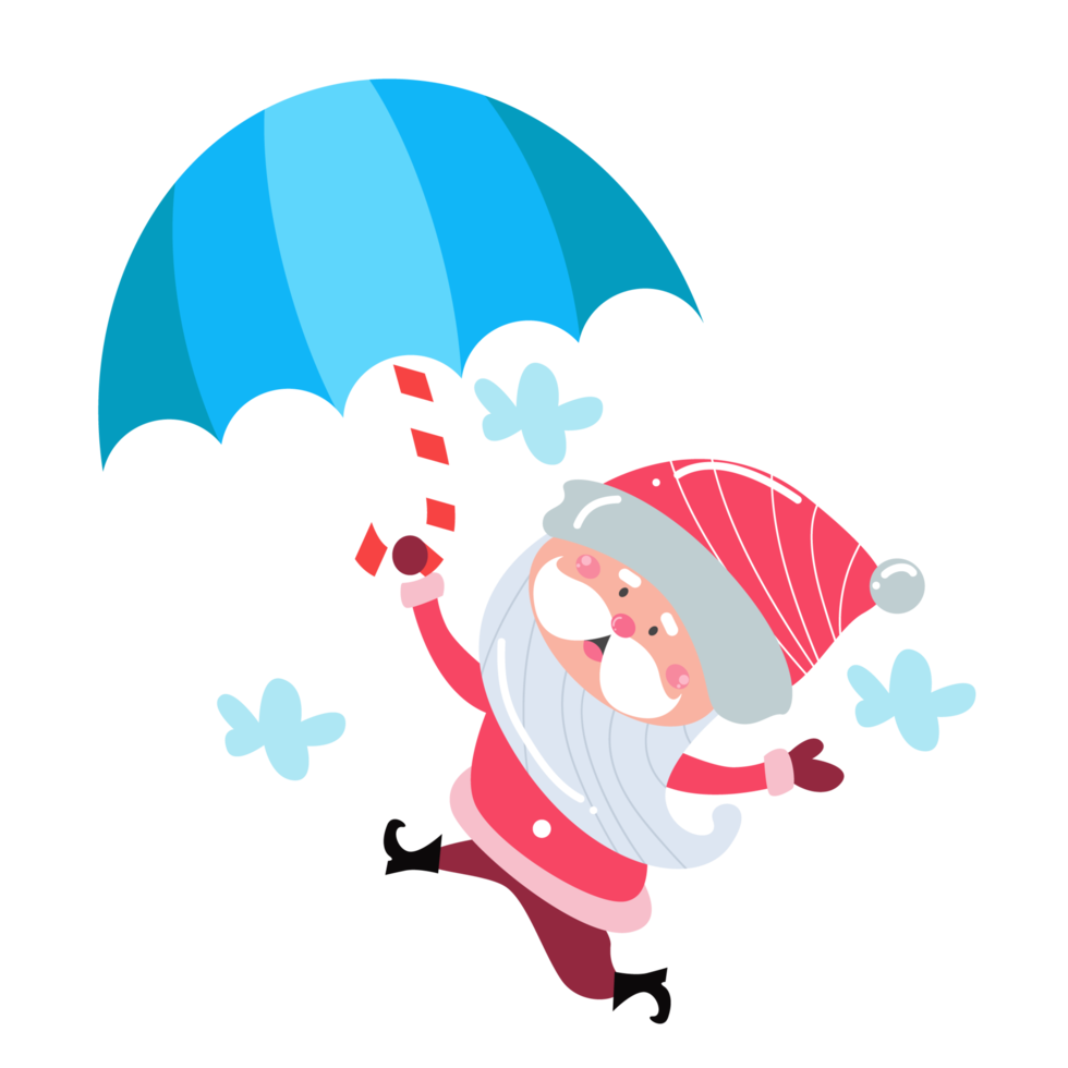 Cute Santa Claus cartoon character on transparent background perfect for Christmas cards png