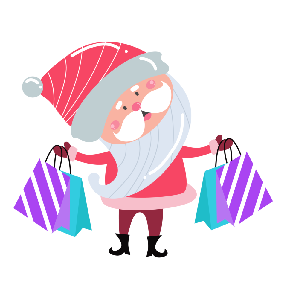 Cute Santa Claus cartoon character on transparent background perfect for Christmas cards png