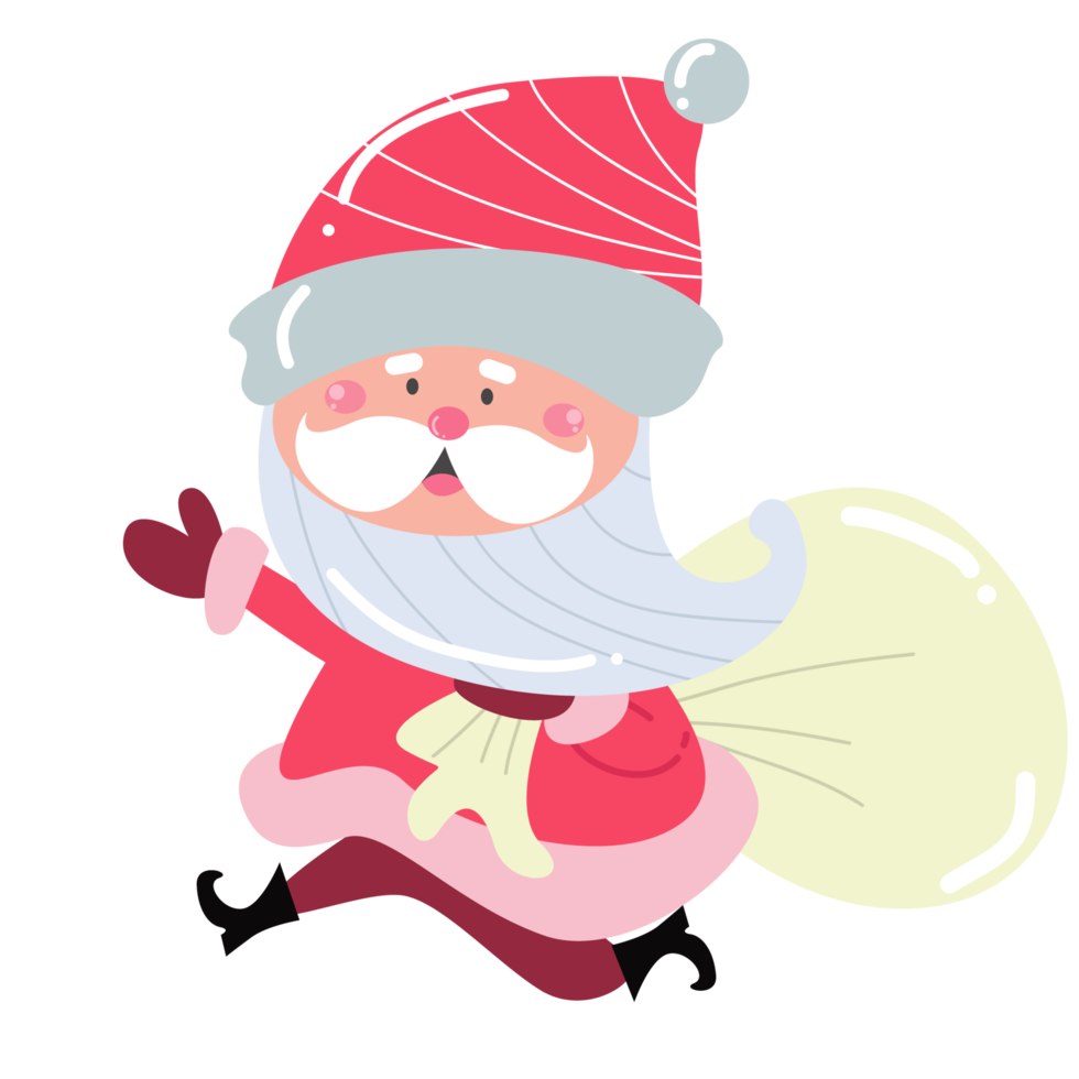 Cute Santa Claus cartoon character on transparent background perfect for Christmas cards png