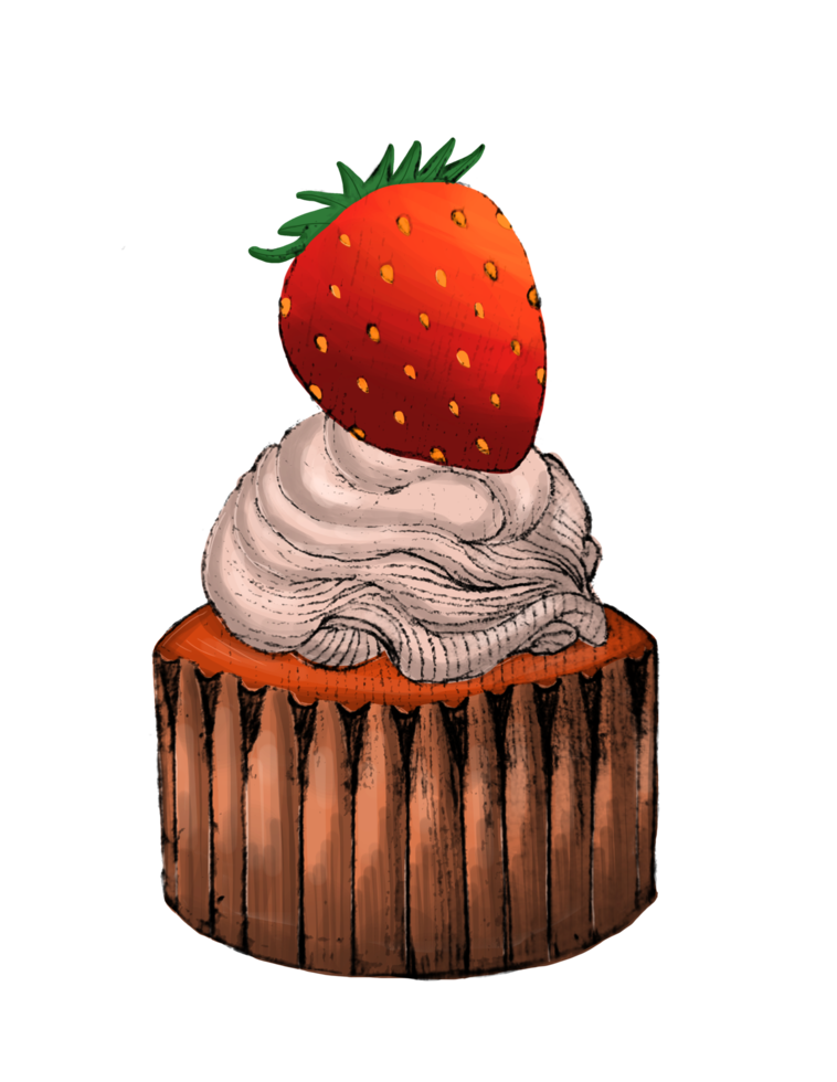 aardbei chocola cupcakes. partij taart elementen png