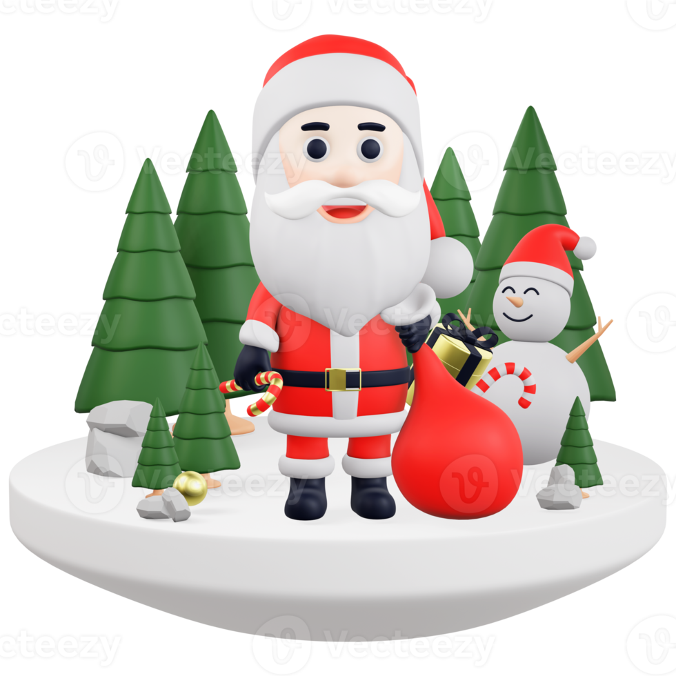 3D Christmas illustration with high quality render png